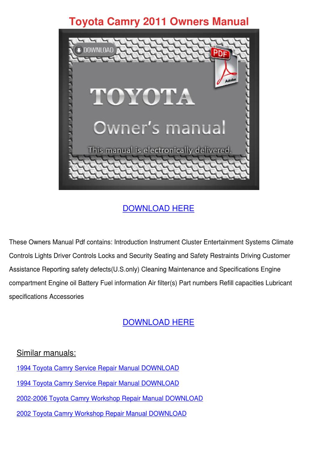 Toyota camry 2002 user manual pdf 2 8
